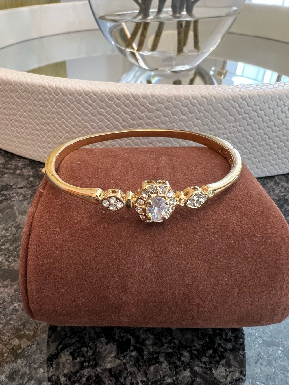 Gold Crystal Accent Bangle Bracelet - Women Jewelry